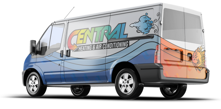 a blue and red work van for Central Heating & Air Conditioning