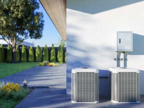 Air conditioner units in the backyard of a Billings, MT home